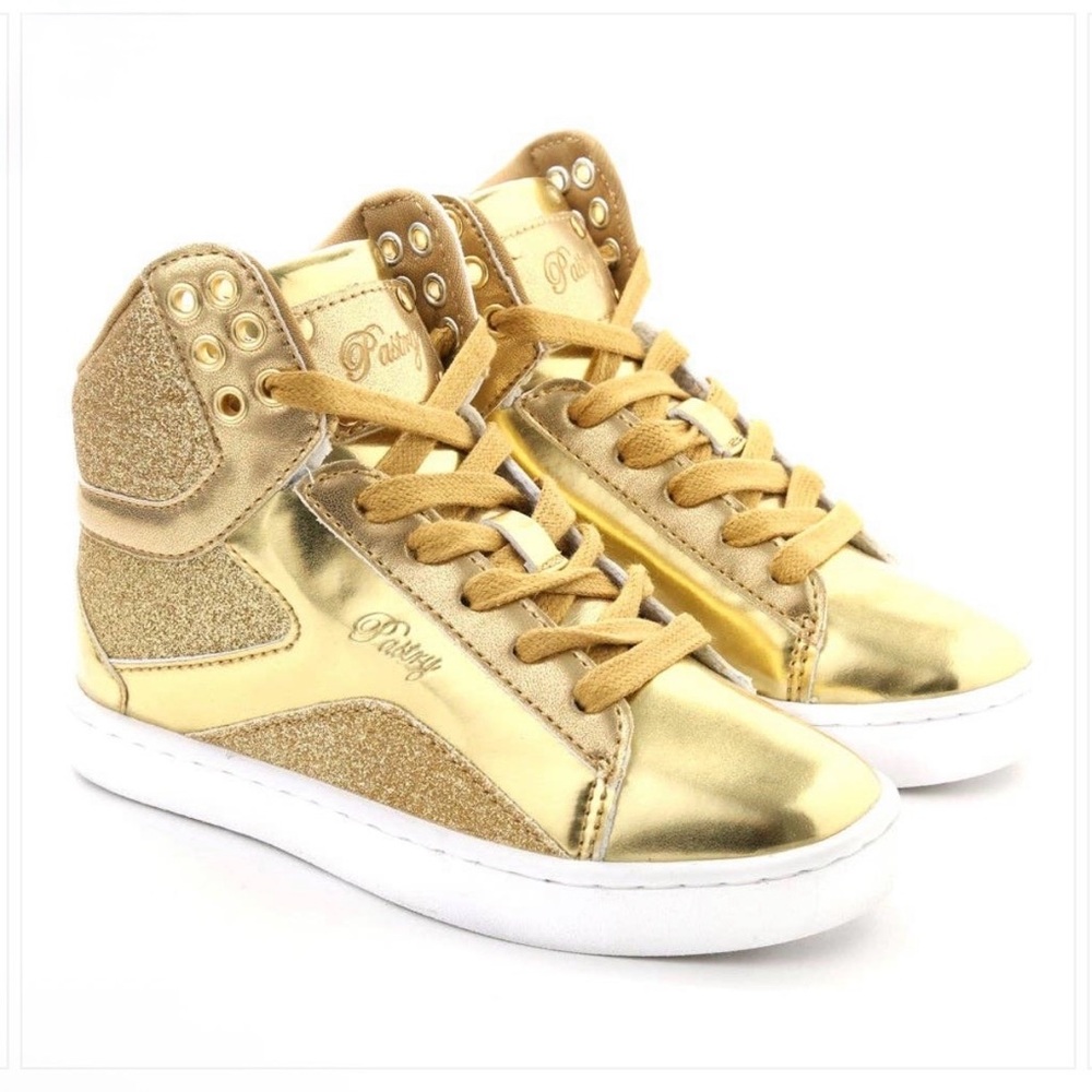 Size 5 Woman Pastry Gold Glitter High-Top Sneakers